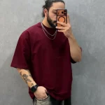 تيشيرت ميلتون كاجوال برجندي ساده مريح L